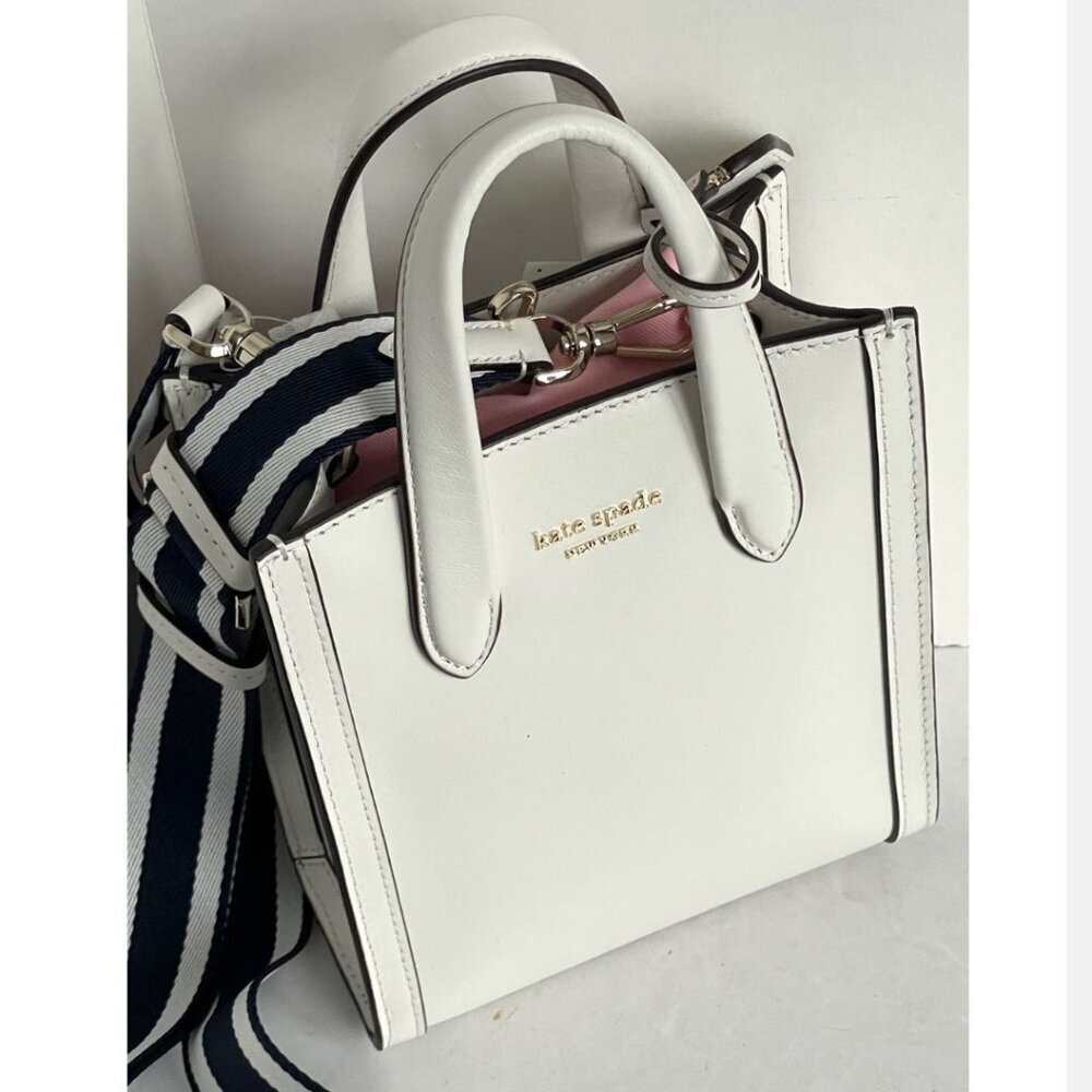 Kate Spade Manhattan Mini Tote Crossbody White Leather Shoulder Bag - Picture 5 of 14